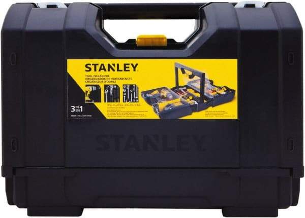 Stanley - 15 Compartment 1 Tray Tool Organizer - 9" Wide x 18-7/8" Deep x 12" High, Plastic, Black/Yellow - Apex Tool & Supply