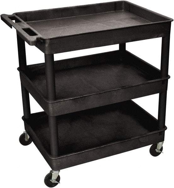 Luxor - 300 Lb Capacity, 24" Wide x 18" Long x 38" High Shelf Cart - 3 Shelf, Plastic - Apex Tool & Supply