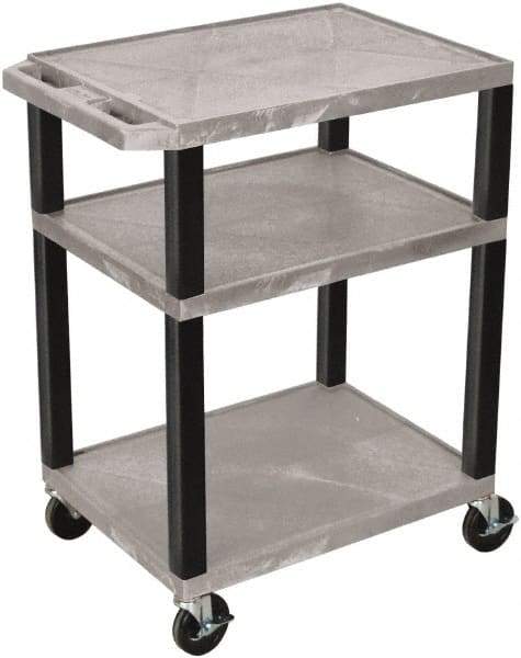 Luxor - 300 Lb Capacity, 24" Wide x 18" Long x 34" High Standard Utility Cart - 3 Shelf, Plastic - Apex Tool & Supply