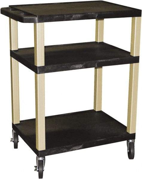 Luxor - 300 Lb Capacity, 24" Wide x 18" Long x 34" High Standard Utility Cart - 3 Shelf, Plastic - Apex Tool & Supply