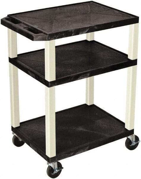 Luxor - 300 Lb Capacity, 24" Wide x 18" Long x 34" High Standard Utility Cart - 3 Shelf, Plastic - Apex Tool & Supply