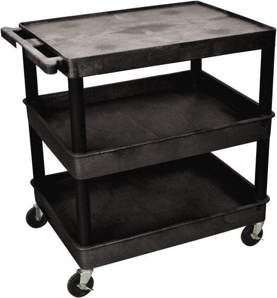 Luxor - 300 Lb Capacity, 24" Wide x 18" Long x 36" High Shelf Cart - 3 Shelf, Plastic - Apex Tool & Supply