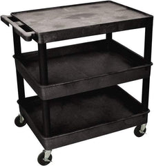 Luxor - 300 Lb Capacity, 24" Wide x 18" Long x 36" High Shelf Cart - 3 Shelf, Plastic - Apex Tool & Supply