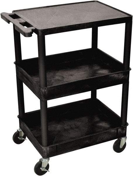 Luxor - 300 Lb Capacity, 24" Wide x 18" Long x 36" High Shelf Cart - 3 Shelf, Plastic - Apex Tool & Supply