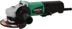 Hitachi - 4-1/2" Wheel Diam, 10,000 RPM, Corded Angle & Disc Grinder - 5/8-11 Spindle, 120 Volts, 9.5 Amps - Apex Tool & Supply