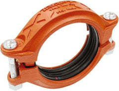 Made in USA - Size 2-1/2", Class 150, Malleable Iron Orange Pipe Coupling - 300 psi, Grooved End Connection - Apex Tool & Supply
