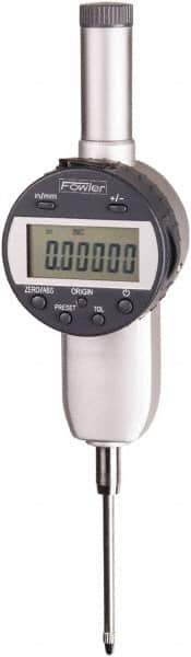 Fowler - 0 to 1/2" Range, 0.00005" Graduation, Electronic Drop Indicator - Flat Back, Accurate to 0.00016", Inch & Metric System, LCD Display - Apex Tool & Supply