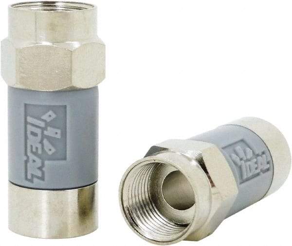 Ideal - Straight, F Type Compression Coaxial Connector - Compatible with RG6, Gray Housing - Apex Tool & Supply