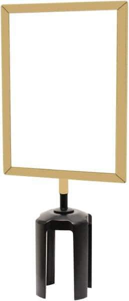 Tensator - 11" High x 7" Long x 7/8" Wide Barrier Sign Frame - Steel, Bright Finish, Bright Gold, Use with Tensabarrier - Apex Tool & Supply