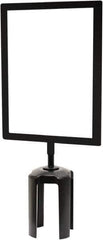 Tensator - 11" High x 7" Long x 7/8" Wide Barrier Sign Frame - Steel, Black Powdercoat Finish, Black, Use with Tensabarrier - Apex Tool & Supply