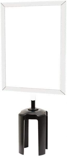 Tensator - 11" High x 7" Long x 7/8" Wide Barrier Sign Frame - Steel, Polished Chrome Finish, Chrome, Use with Tensabarrier - Apex Tool & Supply
