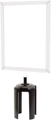 Tensator - 11" High x 7" Long x 7/8" Wide Barrier Sign Frame - Steel, Polished Chrome Finish, Chrome, Use with Tensabarrier - Apex Tool & Supply