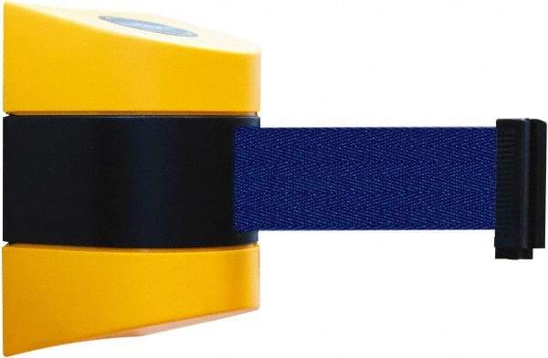 Tensator - 5" High x 3" Long x 3" Wide Barricade Tape Dispenser - Steel, Black Powdercoat Finish, Black/Yellow, Use with Tensabarrier - Apex Tool & Supply