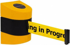 Tensator - 5" High x 3" Long x 3" Wide Barricade Tape Dispenser - Steel, Black Powdercoat Finish, Black/Yellow, Use with Tensabarrier - Apex Tool & Supply
