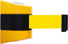 Tensator - 5" High x 3" Long x 3" Wide Barricade Tape Dispenser - Steel, Black Powdercoat Finish, Black/Yellow, Use with Tensabarrier - Apex Tool & Supply