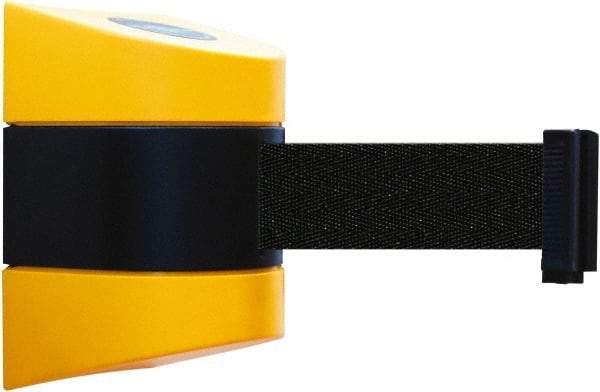 Tensator - 5" High x 3" Long x 3" Wide Barricade Tape Dispenser - Steel, Black Powdercoat Finish, Black/Yellow, Use with Tensabarrier - Apex Tool & Supply