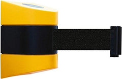 Tensator - 5" High x 3" Long x 3" Wide Barricade Tape Dispenser - Steel, Black Powdercoat Finish, Black/Yellow, Use with Tensabarrier - Apex Tool & Supply