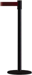 Tensator - 38" High, 2" Pole Diam, Barricade Tape Dispenser - 14" Base Diam, Round Plastic Base, Black Steel Post, 13' x 1-7/8" Tape, Single Line Tape, For Outdoor Use - Apex Tool & Supply