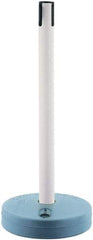 Tensator - 38" High, 2-1/2" Pole Diam, Barricade Tape Dispenser - 14" Base Diam, Round Plastic Base, Yellow Polymer Post, 7-1/2' x 1-7/8" Tape, Single Line Tape, For Outdoor Use - Apex Tool & Supply