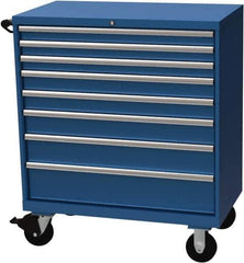 LISTA - 8 Drawer 440 Lb Capacity Steel Tool Roller Cabinet - 40-1/4" Wide x 47-3/8" High x 22-1/2" Deep, Roller Bearing Drawer Slides, Blue - Apex Tool & Supply