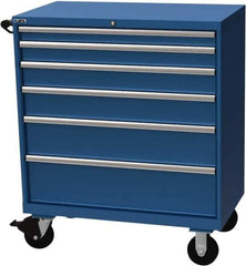 LISTA - 6 Drawer 440 Lb Capacity Steel Tool Roller Cabinet - 40-1/4" Wide x 47-3/8" High x 22-1/2" Deep, Roller Bearing Drawer Slides, Blue - Apex Tool & Supply