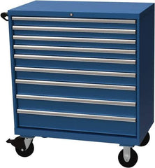 LISTA - 9 Drawer 440 Lb Capacity Steel Tool Roller Cabinet - 40-1/4" Wide x 47-3/8" High x 22-1/2" Deep, Roller Bearing Drawer Slides, Blue - Apex Tool & Supply
