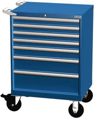 LISTA - 7 Drawer 165 Lb Capacity Steel Tool Roller Cabinet - 28-1/4" Wide x 41-1/2" High x 22-1/2" Deep, Roller Bearing Drawer Slides, Blue - Apex Tool & Supply