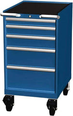 LISTA - 5 Drawer 165 Lb Capacity Steel Tool Roller Cabinet - 22-3/16" Wide x 41-1/2" High x 28-1/2" Deep, Roller Bearing Drawer Slides, Blue - Apex Tool & Supply