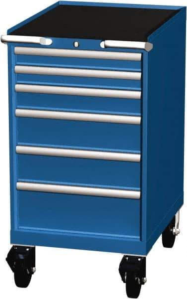 LISTA - 6 Drawer 165 Lb Capacity Steel Tool Roller Cabinet - 22-3/16" Wide x 41-1/2" High x 28-1/2" Deep, Roller Bearing Drawer Slides, Blue - Apex Tool & Supply