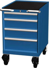 LISTA - 4 Drawer 165 Lb Capacity Steel Tool Roller Cabinet - 22-3/16" Wide x 35-1/2" High x 28-1/2" Deep, Roller Bearing Drawer Slides, Blue - Apex Tool & Supply