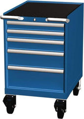 LISTA - 5 Drawer 165 Lb Capacity Steel Tool Roller Cabinet - 22-3/16" Wide x 35-1/2" High x 28-1/2" Deep, Roller Bearing Drawer Slides, Blue - Apex Tool & Supply
