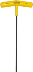 Bondhus - 3/16" Hex, T-Handle Cushion Grip, Hex Key - 9" OAL, Protanium High Torque Steel, Inch System of Measurement - Apex Tool & Supply