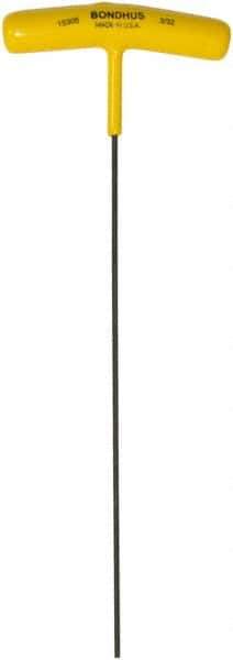 Bondhus - 3/32" Hex, T-Handle Cushion Grip, Hex Key - 9" OAL, Protanium High Torque Steel, Inch System of Measurement - Apex Tool & Supply
