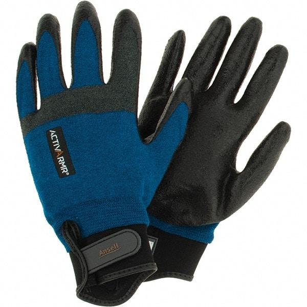 Ansell - Size XL, ANSI Cut Lvl A3, Abrasion Lvl 3, Cut Resistant Gloves - Palm Coated, Black/Blue - Apex Tool & Supply