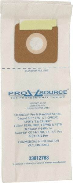 PRO-SOURCE - Meltblown Polypropylene & Paper Vacuum Bag - For CleanMax Standard and Pro-Series, Tennant V-SMU-14, Tornado CK 14/1 QD, CK 14/1 Pro & CK 14/2 Pro, Carpet Pro CPU1/T, CPU2/T, CPU75/T & CPU85/T & Fuller Models FB90, FBP95, FBPHD & FBTM - Apex Tool & Supply