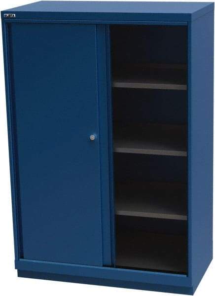 LISTA - 4 Shelf Sliding Door Storage Cabinet - Steel, 40-1/4" Wide x 22-1/2" Deep x 59-1/2" High, Blue - Apex Tool & Supply