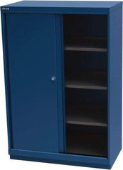 LISTA - 4 Shelf Sliding Door Storage Cabinet - Steel, 40-1/4" Wide x 22-1/2" Deep x 59-1/2" High, Blue - Apex Tool & Supply
