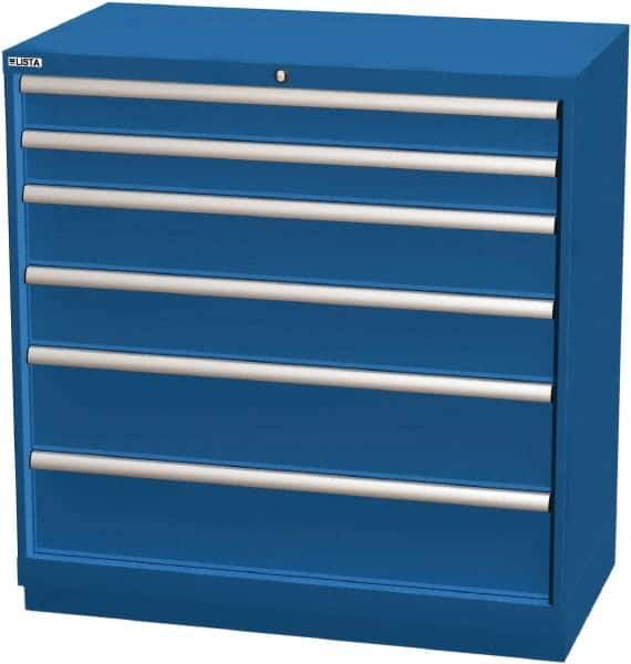 LISTA - 6 Drawer, Modular Storage Cabinet - Steel, 40-1/4" Wide x 22-1/2" Deep x 41-3/4" High, Blue - Apex Tool & Supply