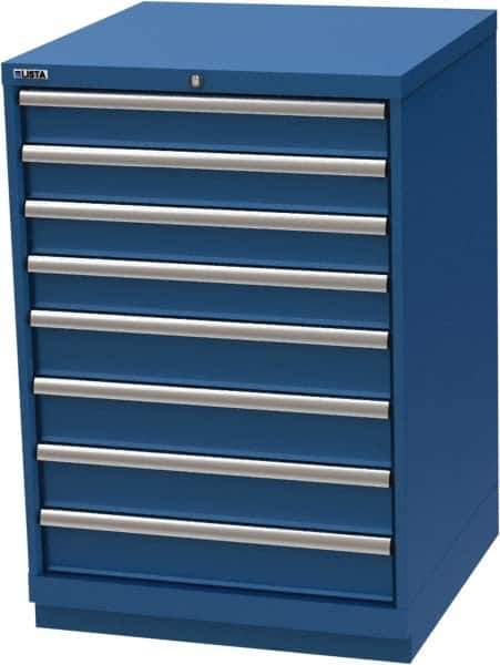 LISTA - 8 Drawer, Modular Storage Cabinet - Steel, 28-1/4" Wide x 28-1/2" Deep x 41-3/4" High, Blue - Apex Tool & Supply