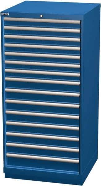 LISTA - 15 Drawer, Modular Storage Cabinet - Steel, 28-1/4" Wide x 28-1/2" Deep x 59-1/2" High, Blue - Apex Tool & Supply