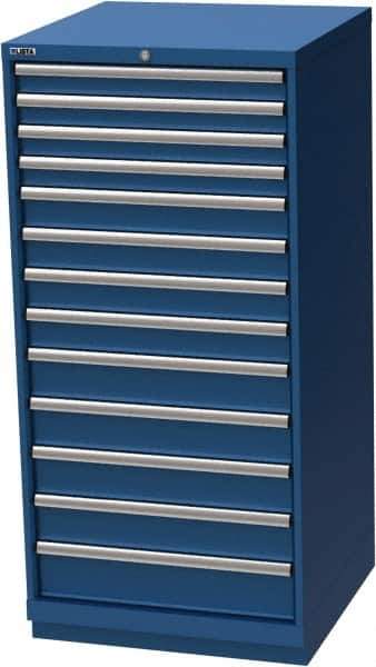 LISTA - 13 Drawer, Modular Storage Cabinet - Steel, 28-1/4" Wide x 28-1/2" Deep x 59-1/2" High, Blue - Apex Tool & Supply