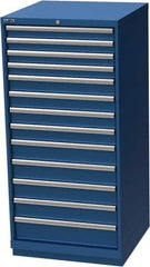 LISTA - 13 Drawer, Modular Storage Cabinet - Steel, 28-1/4" Wide x 28-1/2" Deep x 59-1/2" High, Blue - Apex Tool & Supply