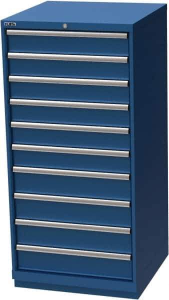 LISTA - 10 Drawer, Modular Storage Cabinet - Steel, 28-1/4" Wide x 28-1/2" Deep x 59-1/2" High, Blue - Apex Tool & Supply