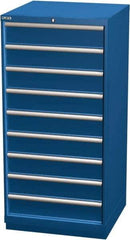 LISTA - 9 Drawer, Modular Storage Cabinet - Steel, 28-1/4" Wide x 28-1/2" Deep x 59-1/2" High, Blue - Apex Tool & Supply