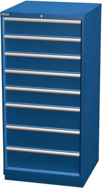 LISTA - 8 Drawer, Modular Storage Cabinet - Steel, 28-1/4" Wide x 28-1/2" Deep x 59-1/2" High, Blue - Apex Tool & Supply