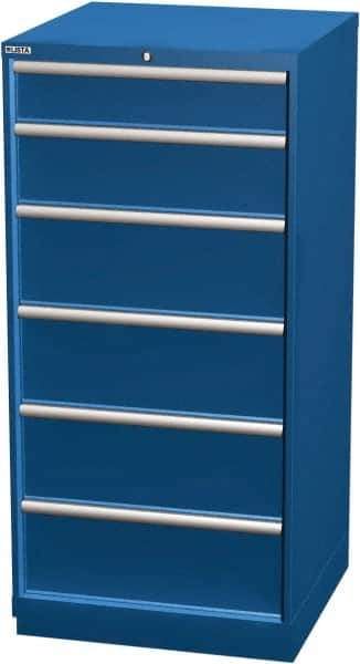 LISTA - 6 Drawer, Modular Storage Cabinet - Steel, 28-1/4" Wide x 28-1/2" Deep x 59-1/2" High, Blue - Apex Tool & Supply