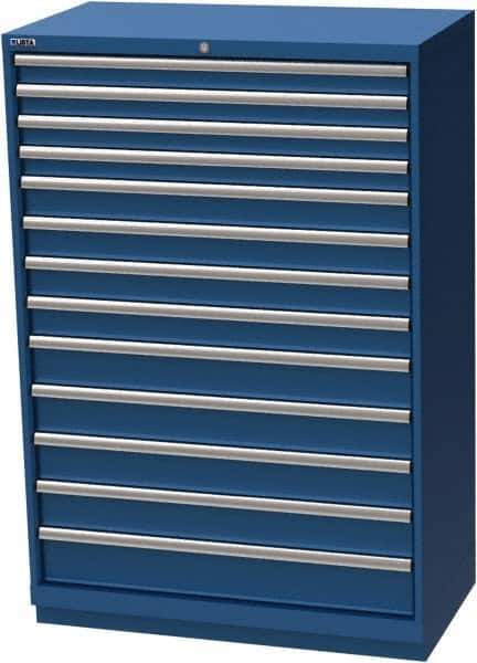LISTA - 13 Drawer, Modular Storage Cabinet - Steel, 40-1/4" Wide x 22-1/2" Deep x 59-1/2" High, Blue - Apex Tool & Supply