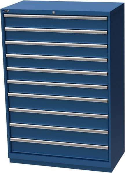 LISTA - 10 Drawer, Modular Storage Cabinet - Steel, 40-1/4" Wide x 22-1/2" Deep x 59-1/2" High, Blue - Apex Tool & Supply