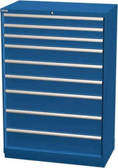 LISTA - 9 Drawer, Modular Storage Cabinet - Steel, 40-1/4" Wide x 22-1/2" Deep x 59-1/2" High, Blue - Apex Tool & Supply