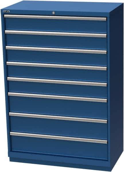 LISTA - 8 Drawer, Modular Storage Cabinet - Steel, 40-1/4" Wide x 22-1/2" Deep x 59-1/2" High, Blue - Apex Tool & Supply